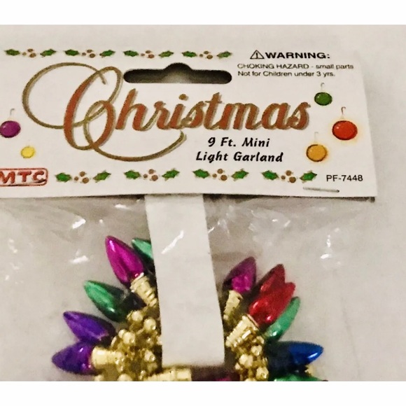 New Christmas 9 Foot Mini Garland Purple Blue Gold Red Pink Purple Green - Picture 9 of 16